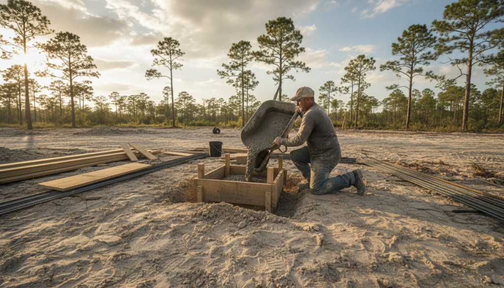 Your Complete Guide to Building a Pergola in Florida 3 building a pergola with poured concrete footings in Florida
