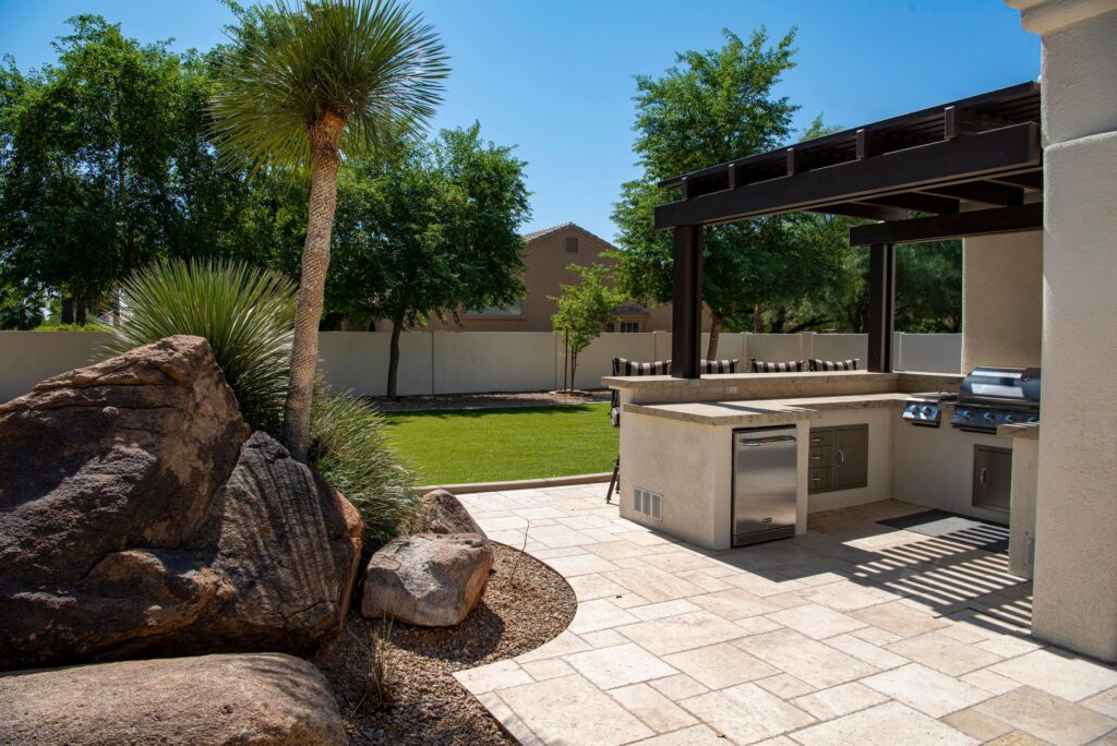 Why Homeowners in Ocala and Orlando Choose Modern Pergolas for Backyard Shade 3 finished modern pergola over a paver patio in a Central Florida backyard