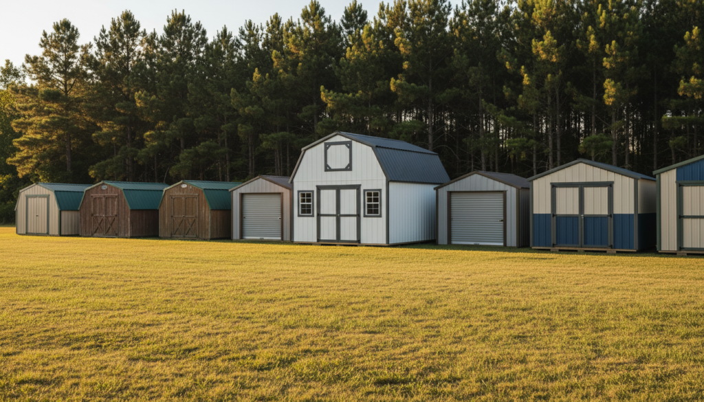 sheds for sale ocala showroom lot with multiple portable shed styles