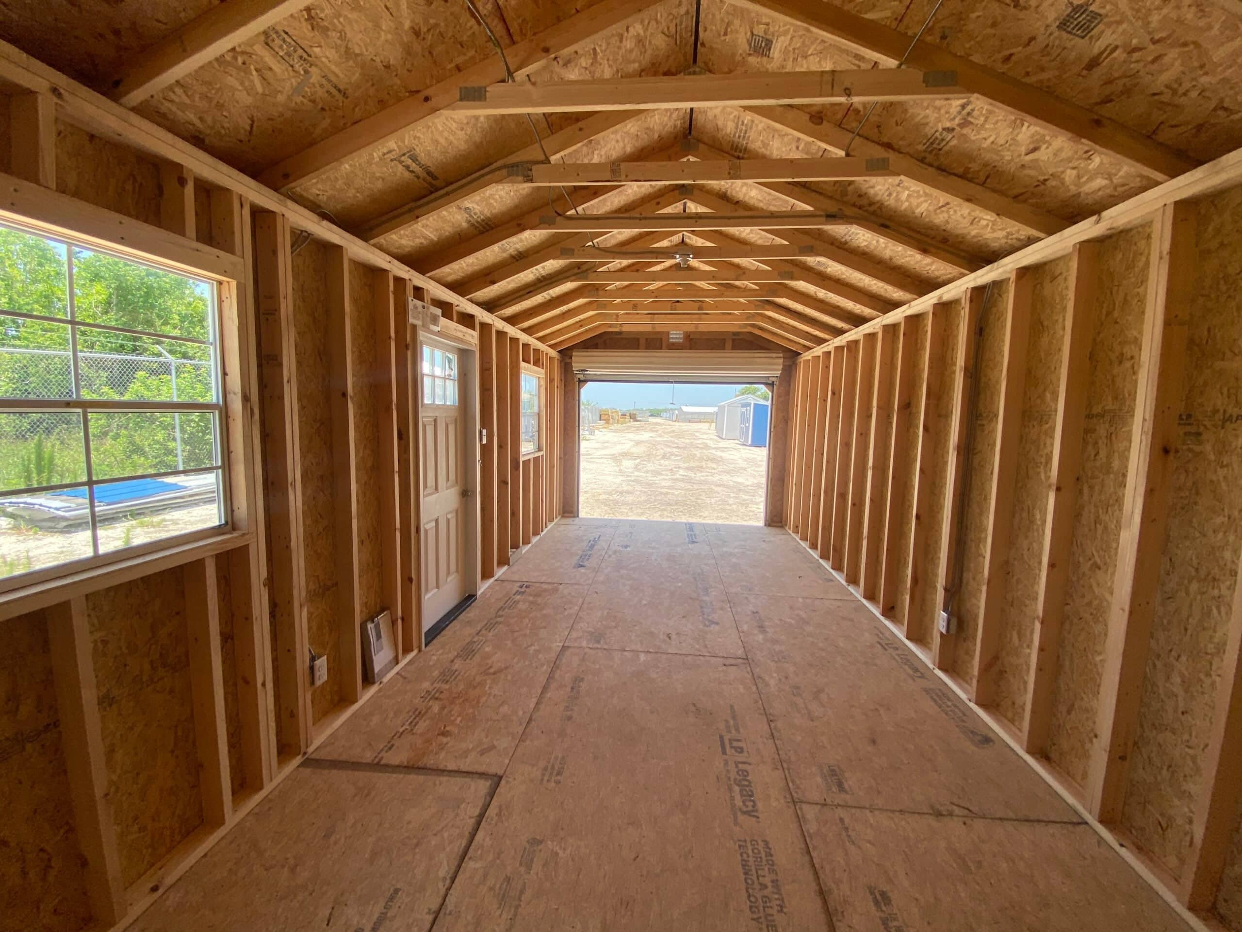 Empty interior of a wooden shed
